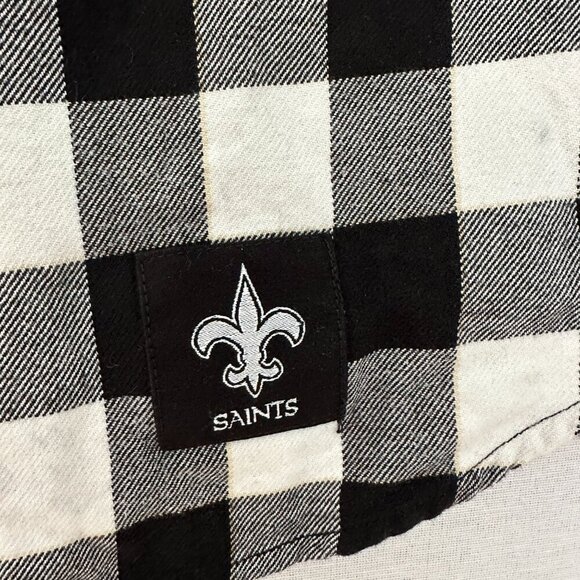 LEVIS WOMEN'S BLACK WHITE PLAID NFL ORLEANS SAINTS SNAP BUTTON UP SHIRT SIZE XL - Picture 7 of 12